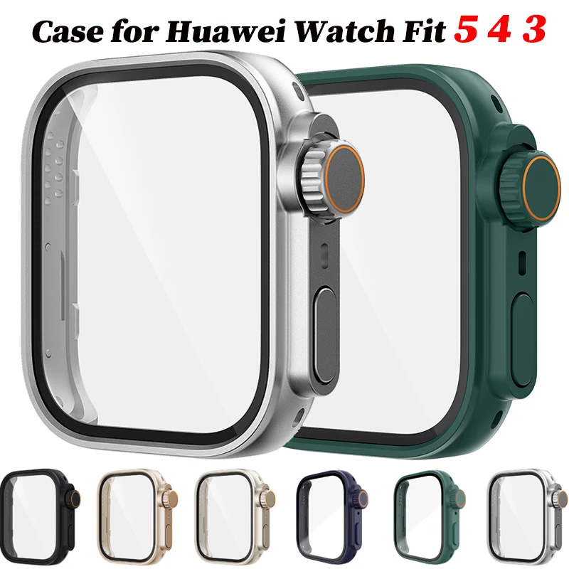 Gehärtetes Glas+Hülle für Huawei Watch Fit 5 4 Pro Displayschutzfolie Verwandelbar in Ultra-Cover für Huawei Watch Fit 5 4 3 PC-Gehäuse