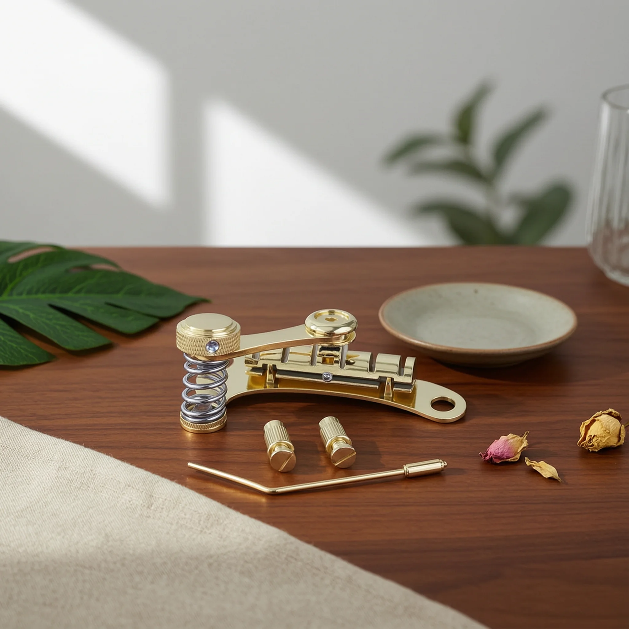 tremolo-bridge-with-arm-gold-colored-guitar-tremolo-system-pitch-modulation-bridge-assembly-no-drill-tailpiece-zinc-alloy