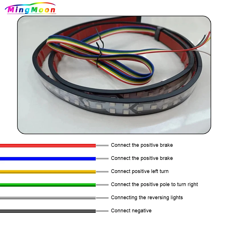 12V-24V Truck Tailgate Running Drving Light Colorful LED Car Rear Warning Light Turn Signal Brake Reverse Backup Tail Lamp Strip