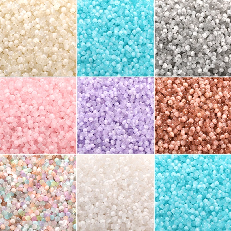 4mm 100pcs Super Excellent Glass Cat Eye Rice Beads Colorful Unique Scattered Beads Handmade DIY Jewelry Bracelets Earr Z8