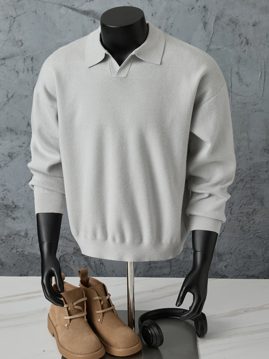 

Men's Casual Knitted Sweater Pure Color Lapel Comfortable Loose Fit American Trendy Sle Autumn Winter Outerwear Inner Wear