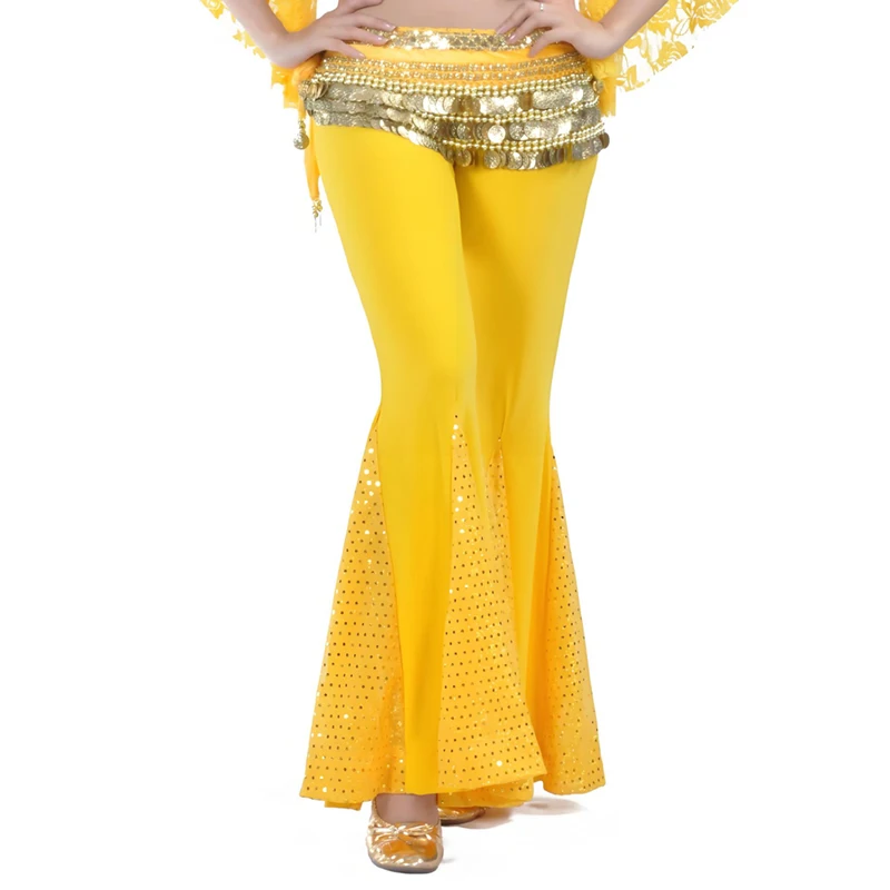 New Belly Dance Costumes Senior Fish Tail Pants Belt Belly Dance Pants Women Dancer Lantern Highlights Practice Clothes Pants