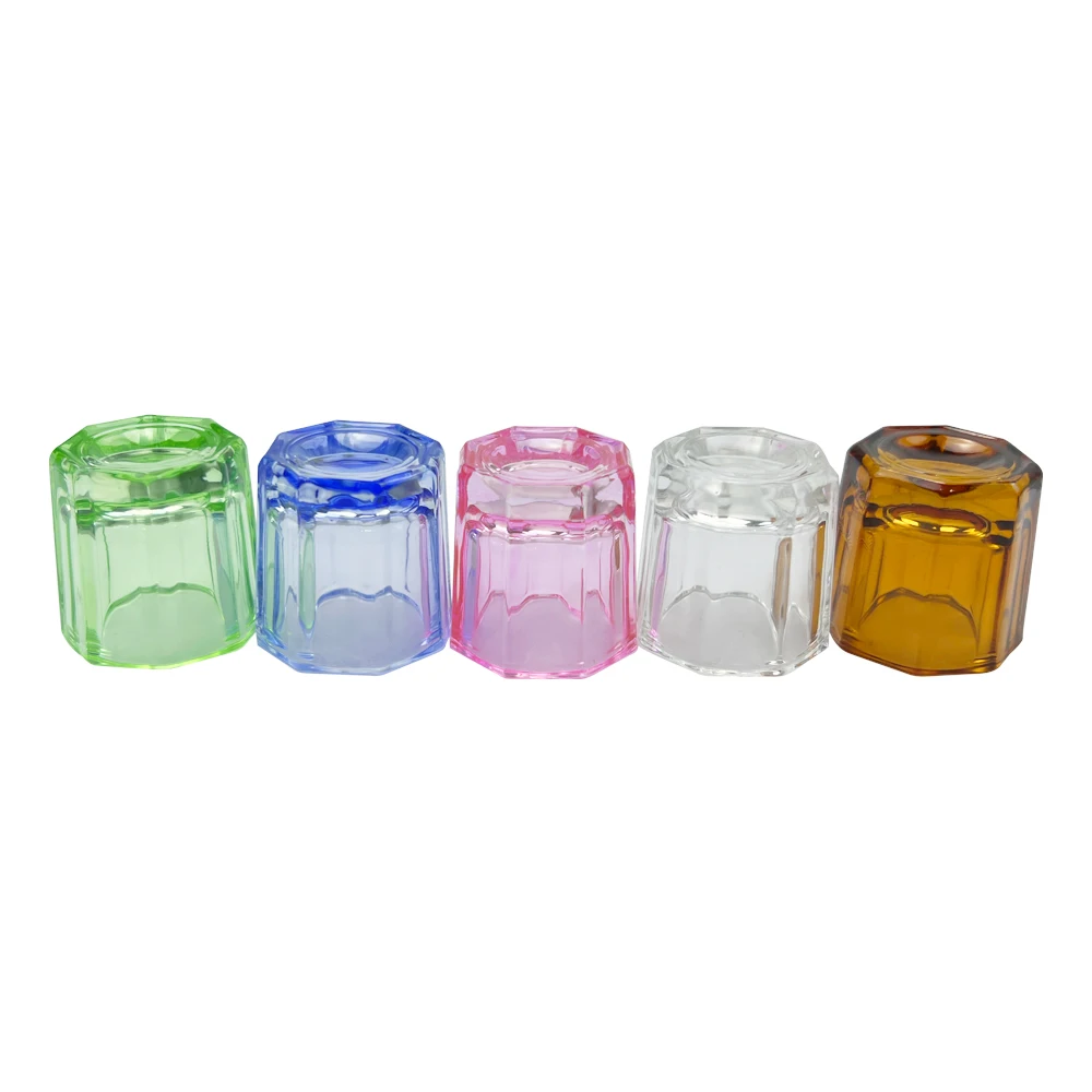 Crystal Glass Dish Dental Mixing Bowls Liquid Nail Art Acrylic Powder Liquid Nail Cup Octagonal Glassware Dentist Lab Tools