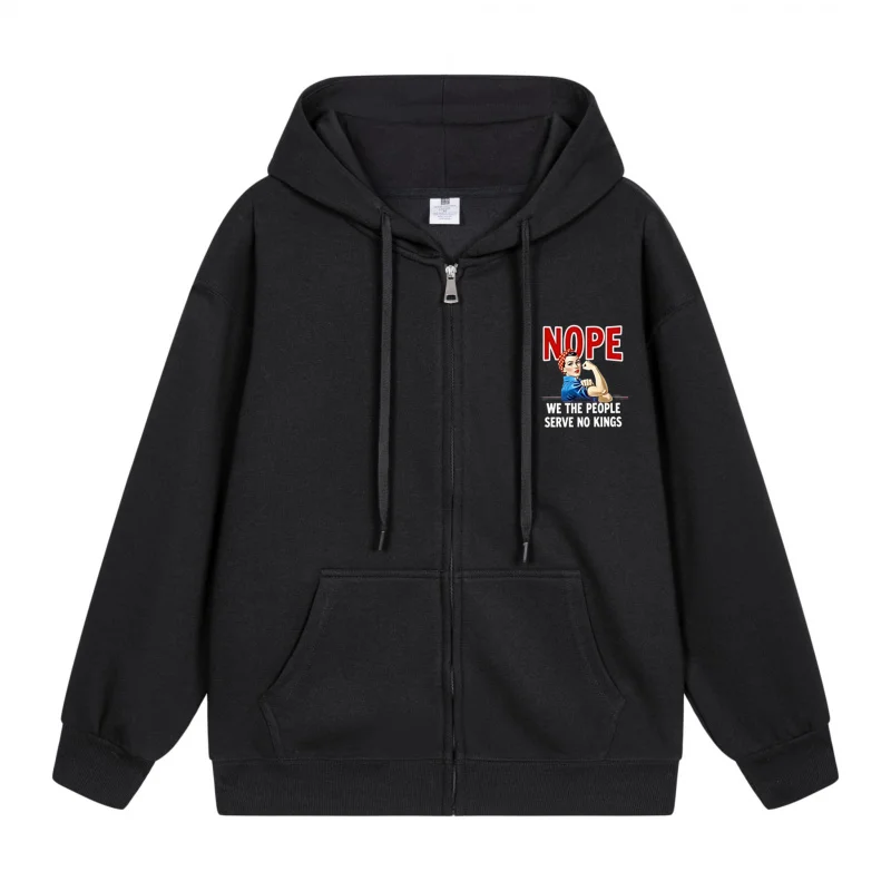 

Men's Zip-Up Hoodie Nope We Do Not Serve 2025 New Style Casual Couples’ Style Casual and Loose