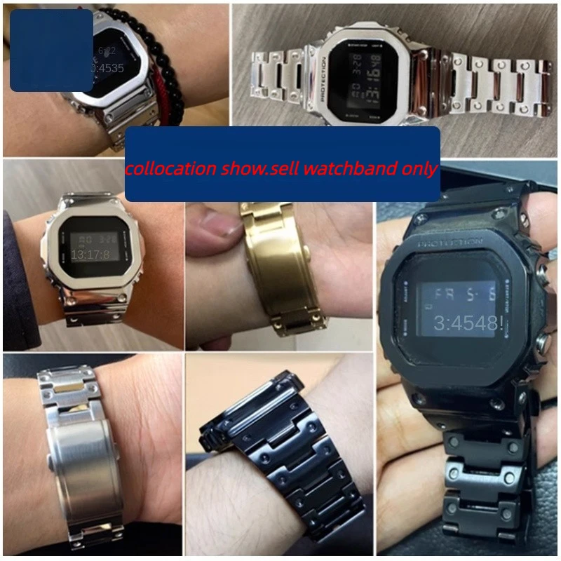 카시오 GW-B5600 DW5600/M5610/GMW-B5000/GA2100/GM-2100 GM5600 남성용 금속 시계 밴드 팔찌 액세서리 용 스테인레스 스틸 스트랩