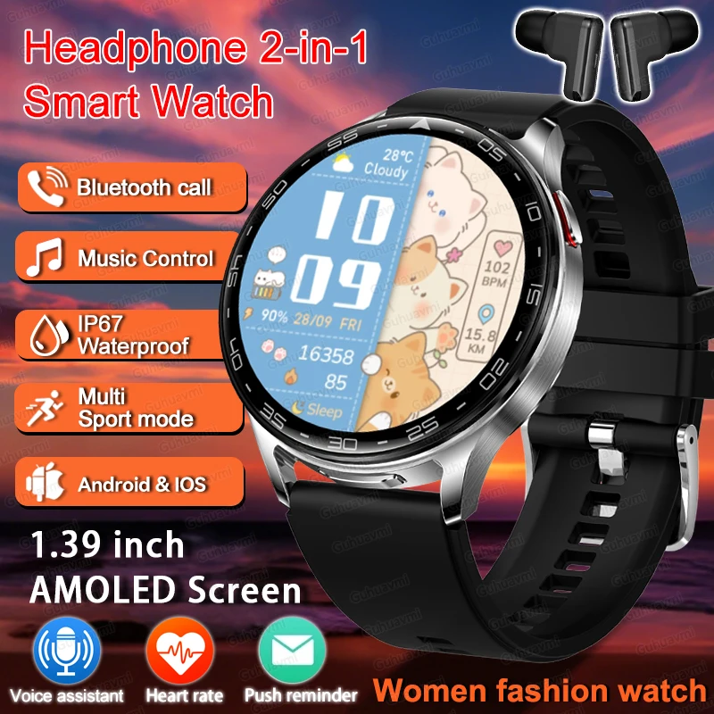 

НОВЫЕ Смарт-часы с гарнитурой 1,39-дюймовые спортивные часы 2 в 1, монитор сна, монитор сердечного ритма, давления, Bluetooth-часы для мужчин