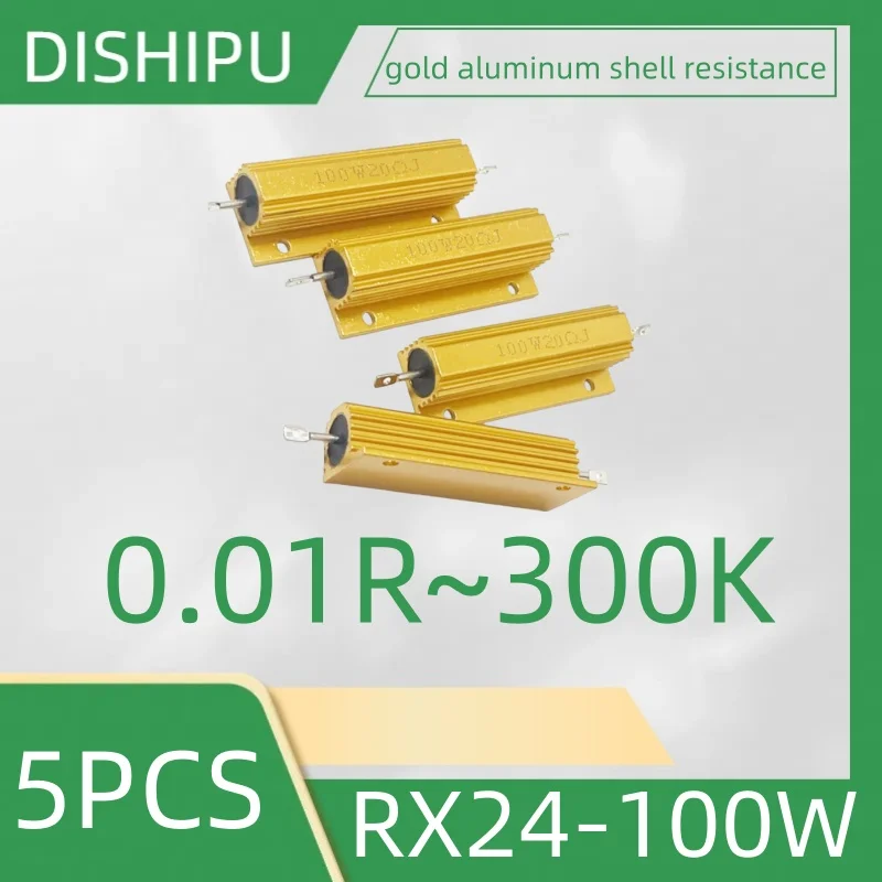 

5PCS RX24-100W gold aluminum shell resistance 0.01R 0.02R 0.05R 0.1R 1K 1.2K 1.5K 1.6K1.8K2K3K3.3K3.9K4K4.3K5K5.1K5.6K6K7K10K12K