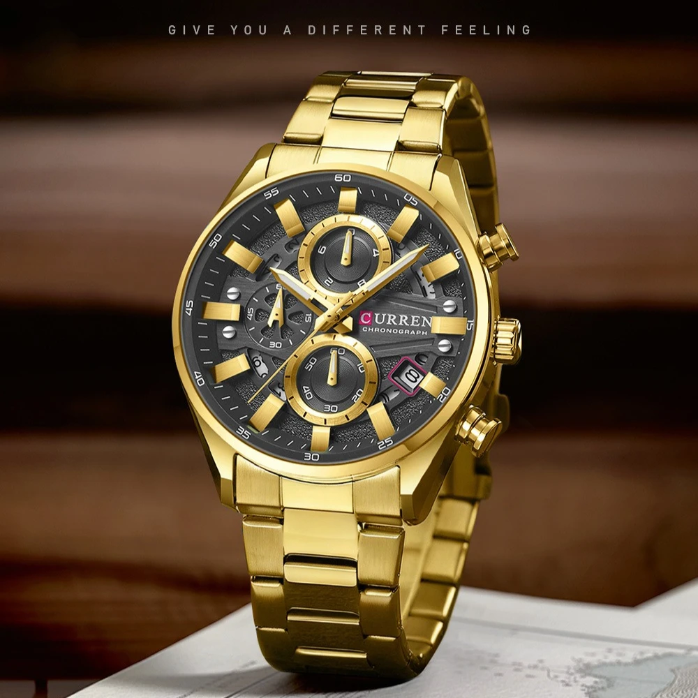 CURREN 8495 New Men's Business Multifunctional Steel Belt Watch Waterproof Calendar Fashion Watches for Men Gift Reloj Hombre view 2