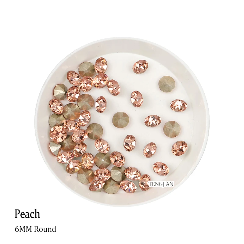 Hot 6MM Round Pointed Bottom Rhinestone K9 Glass Manicure Crystal Nail Art Rhinestone Stone 3D DIY Decoration Diamond