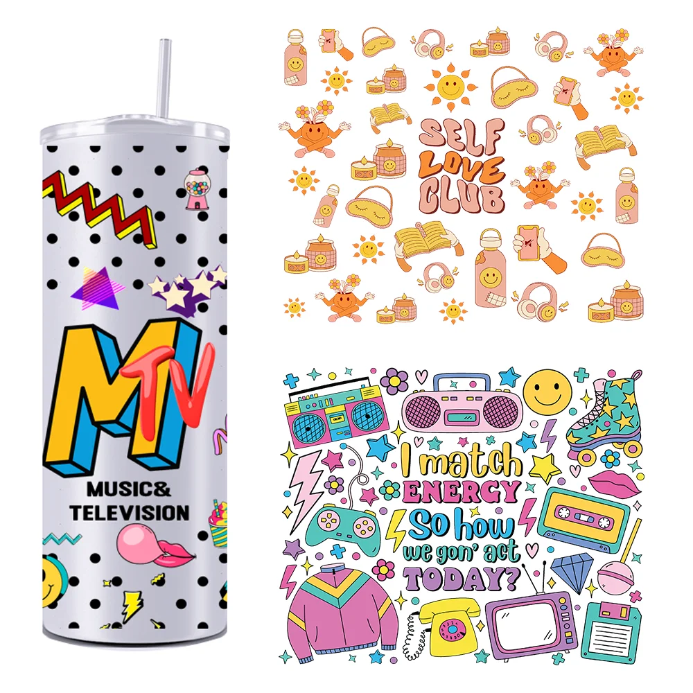 

Mental Health Self Love Club 20OZ UV DTF Straight Wrap Transfers Stickers Custom Labels DIY Durable Waterproof Logo For Tumbler