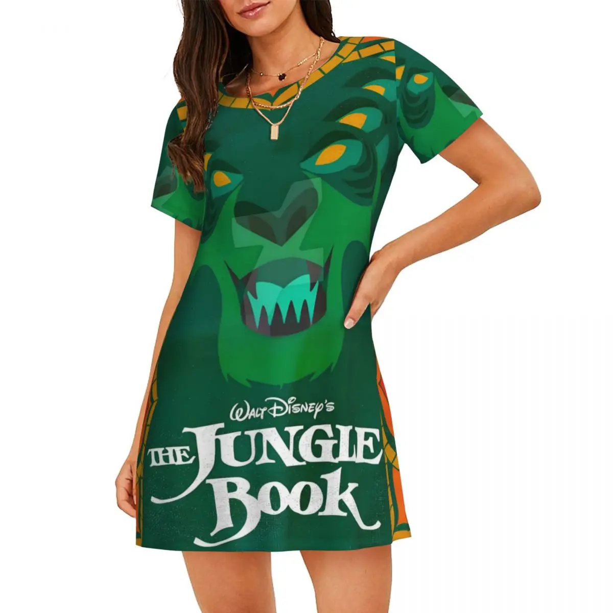 

Custom The Jungle Book Women Nightgown Sleepwear Short Sleeves Musical Adventure Film For Vacations Sleepdress Women's Pajamas