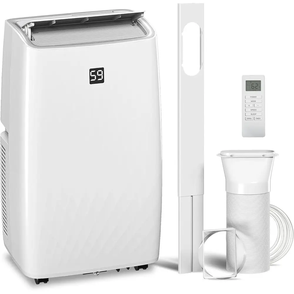 

Портативный кондиционер 3-в-1 мощностью 14000 BTU с функциями охлаждения, осушения, вентиляции, 24-часовым таймером, 3 скоростями, режимами Auto/Sleep, пультом ДУ и функцией Wind