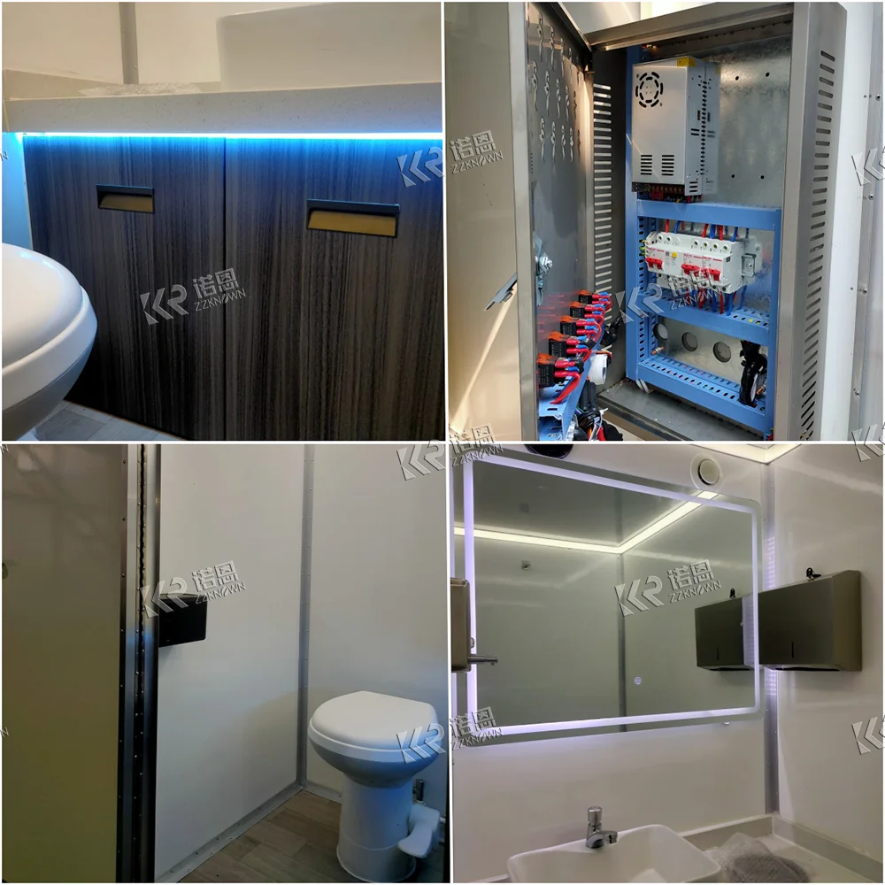 2025 Customized Top Quality Luxury Toilet Trailer Portable Toilet Trailer Car Washing Room Restroom Camping Mobile Toilet