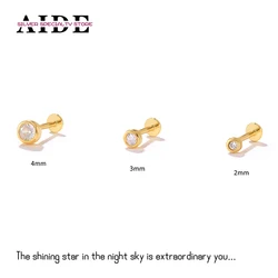 AIDE 2/3/5MM S925 Silver Labret Lip Cartilage Tragus Zircon Stud Earring Woman Piercing Earring Brinco Femme Jewelry Gift 1pcs