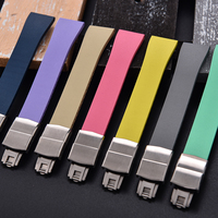 New CTS FKM Rubber Watch Strap 16mm 18mm 19mm 20mm 21mm 22mm FKM CTS Watchband Quick Release Butterfly Silver Buckle Cut-To-Size