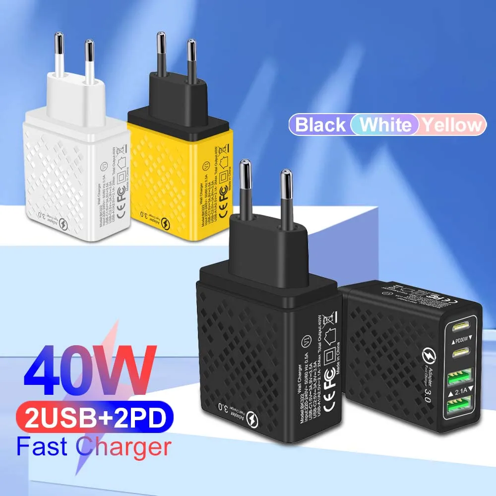 

PD 30 Вт, 4-портовое зарядное устройство USB C, быстрая зарядка, USB-зарядное устройство типа C, адаптер для быстрой зарядки для Samsung iPhone Xiaomi Huawei