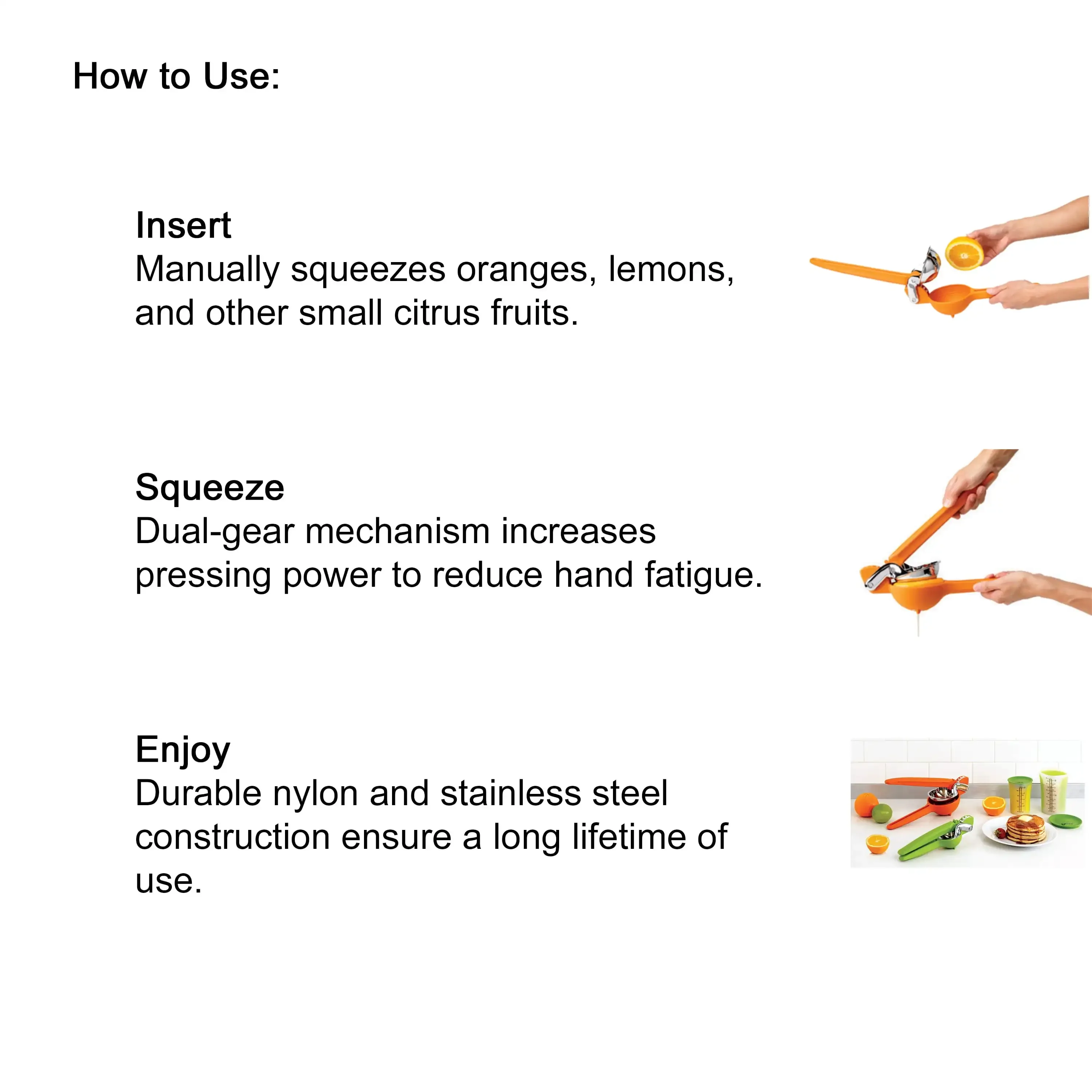 Spremiagrumi arancione. Estrazione rapida e facile del succo per mamme occupate e amanti dello stile di vita sano.