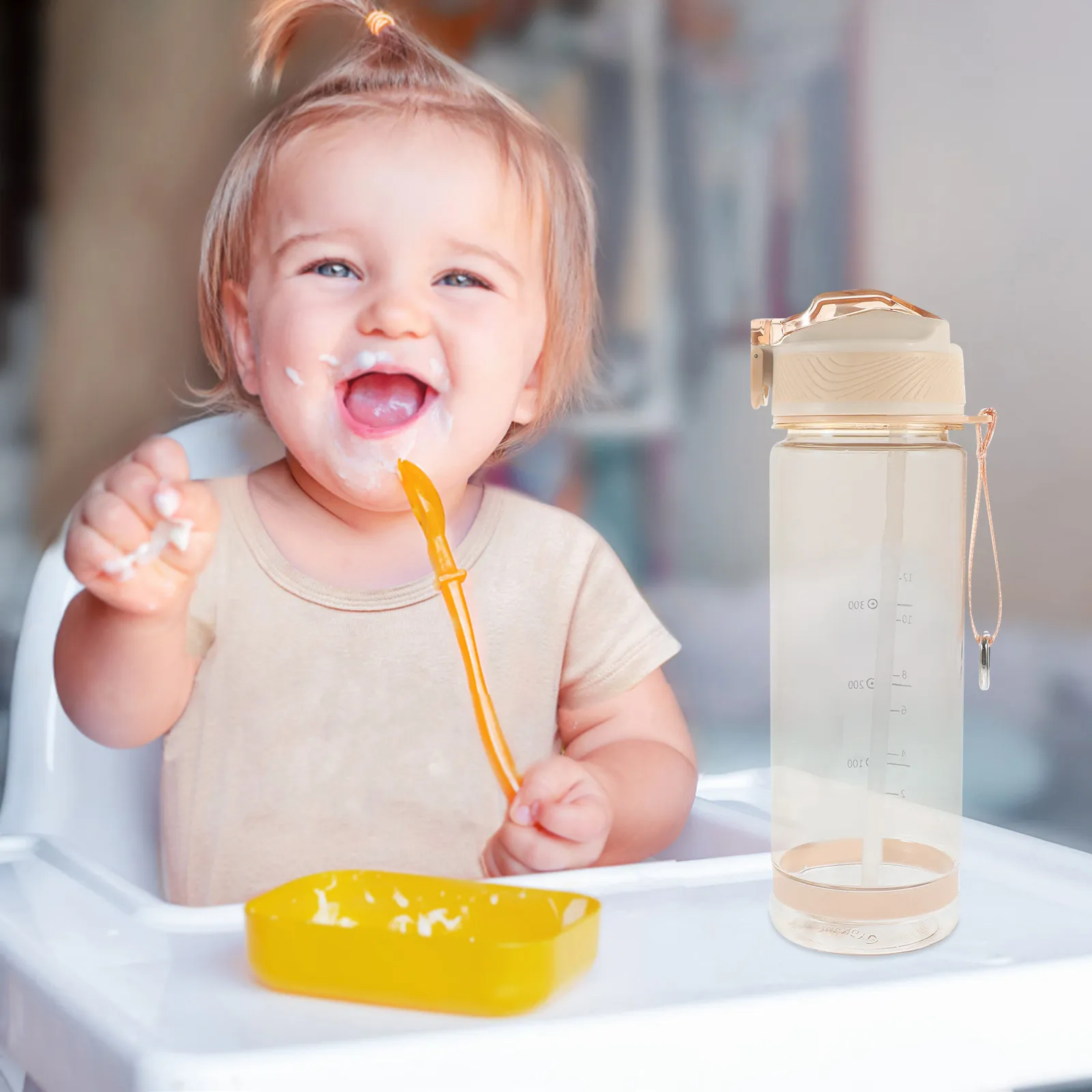 

Детская непроливаемая бутылка для воды с трубочкой для малышей, для занятий спортом в помещении и на улице, пластиковая бутылка-поильник