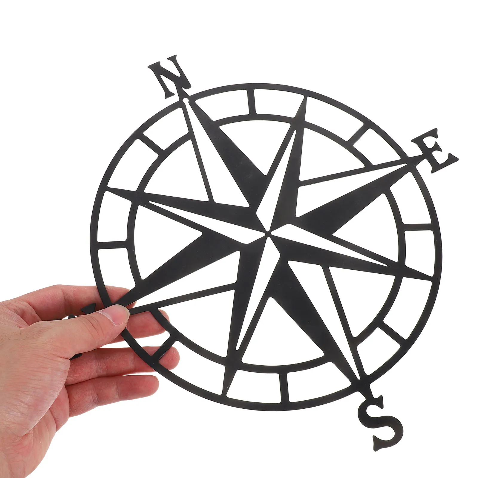Decor Compass Wall Decoration Coastal Beach Theme Hanging Art Vintage Sculpture Black Home