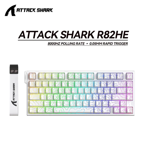 Imagen 1 del producto Teclado Magnético con Cable ATTACK SHARK R82 HE RGB 8KHz con Precisión RT de 0.005mm, Compatible con RT/Snap Tap/DKS/MT/TGL