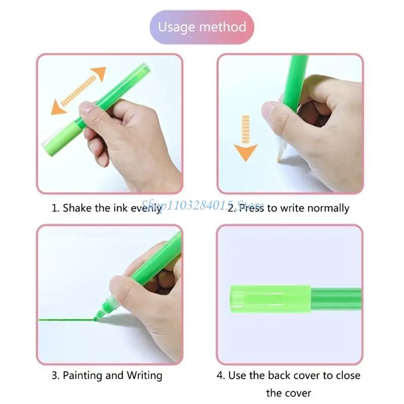 R6FF 12 Pack Markers Highlighter Pens Glitter Marker for Hand Lettering Illustrating