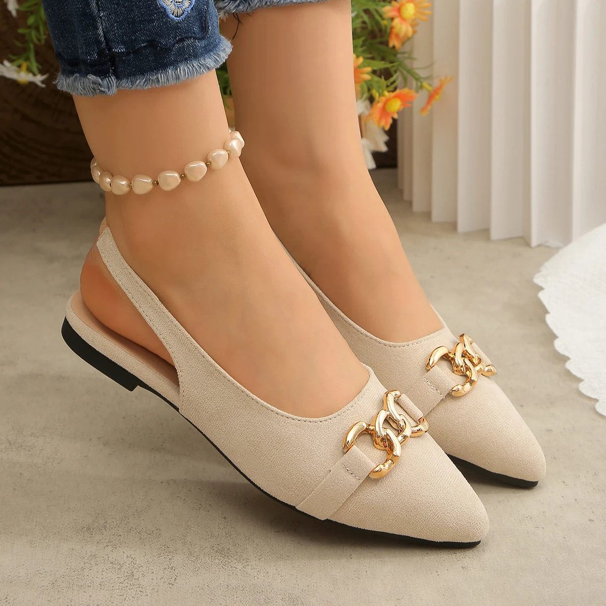 New Women Platform Sandals Anti-slip Closed Toe Metal Shoes Women Flat Outdoor Round Toe Wedge Sandals Women Sandalias De Mujer