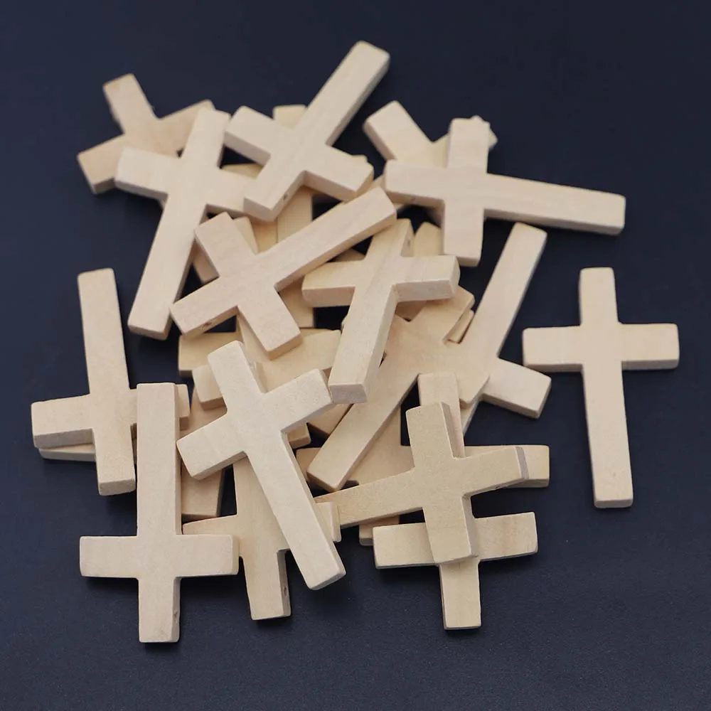 New 100pcs Natural Wood Cross Pendants Jewelry Findings Fashion Charms Beads Handmade Necklace Accessorie High Quality Wholesale