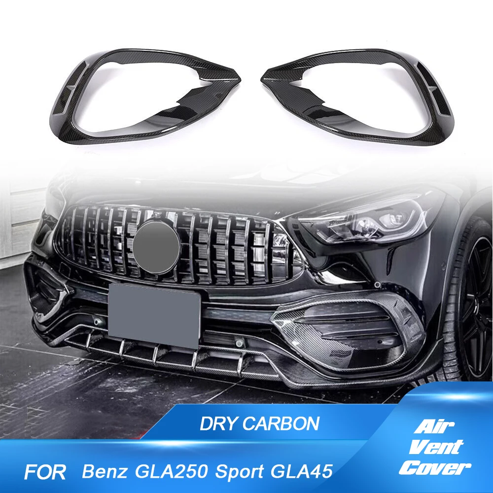 Prepred Dry Carbon Fiber Car Front Bumper Canards Air Vent Covers for Mercedes-Benz H247 GLA250 Sport GLA35 GLA45 AMG 2020 2021