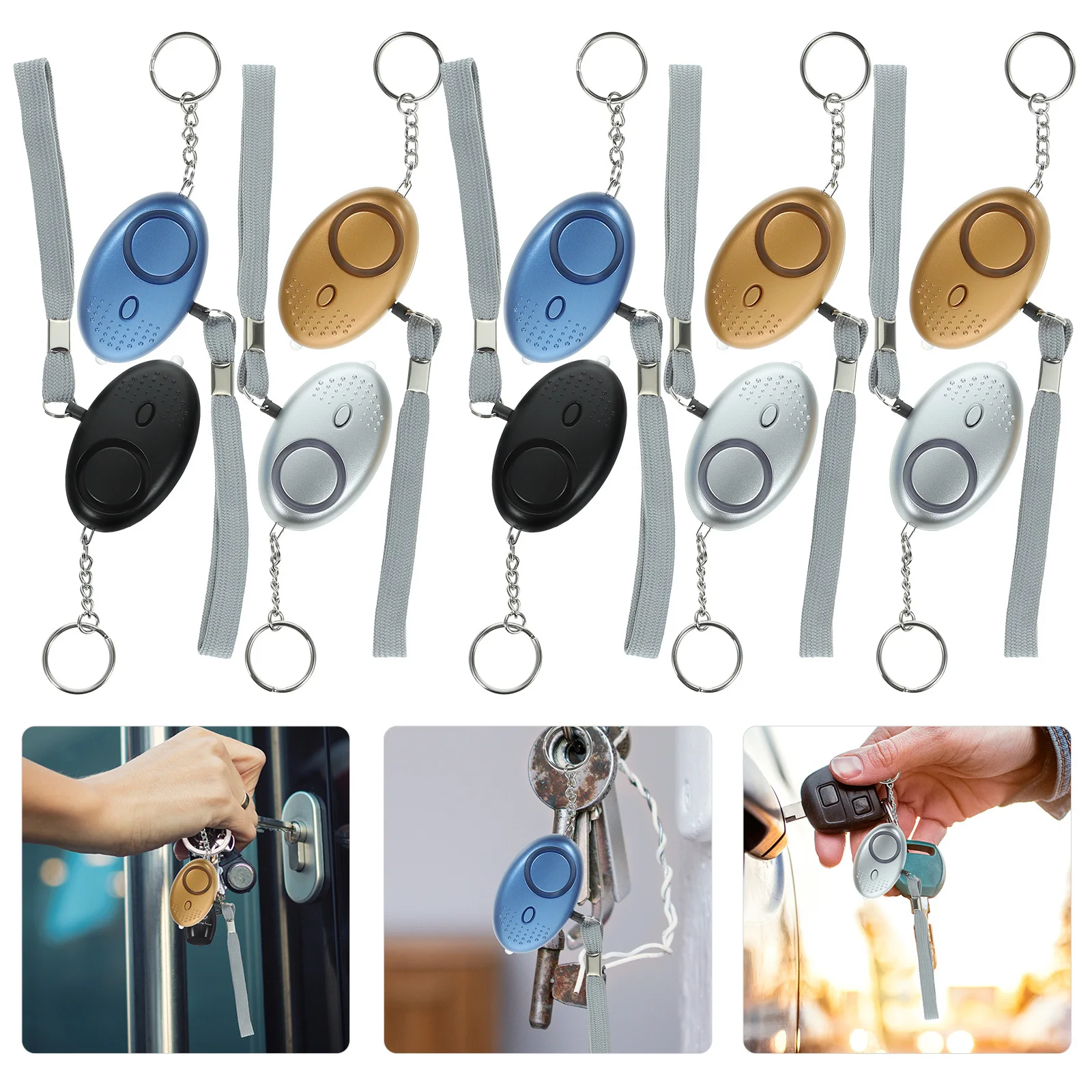 

10Pcs Personal Security Alarm Loud Emergency Safety Alarm Keychain LED Light for Night Walking Running Outdoor