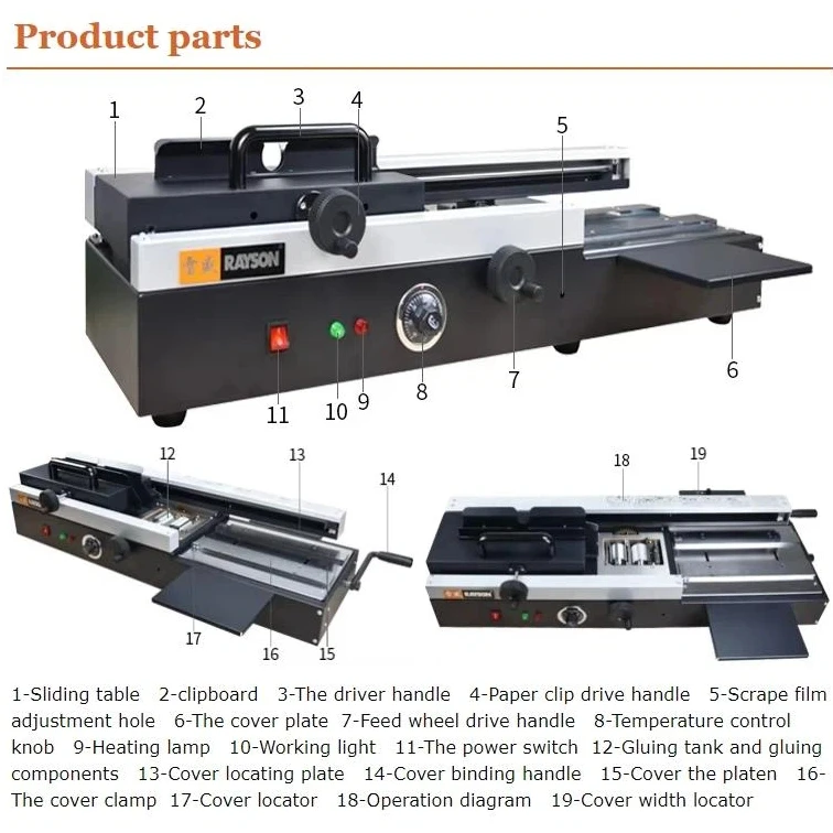 

WD-40A Commercial Manual Automatic Binding Machine Wireless Electric Heating Files Books Hot Melt Adhesive Binding Machine