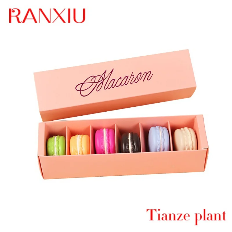 Custom custom macaron 6 packs mini cake boxes with lid drawer packaging box for wedding box set gift