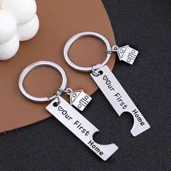 Simple Fashion 2pc/Set Our First Home Housewarming Gift Stainless Unisex Couple Keychain
