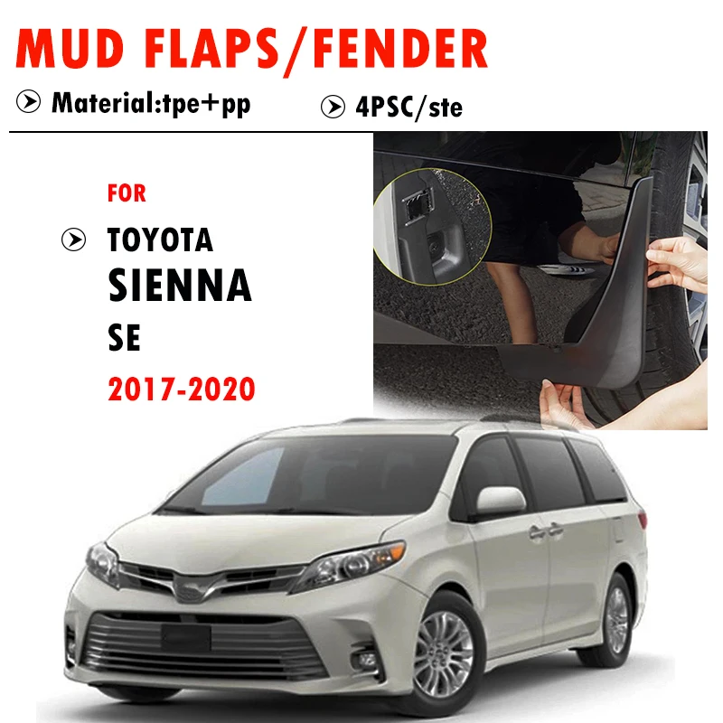 2017 2018 2019 2020 FOR TOYOTA SIENNA SE Mudguard Fender Mud Flaps Guards Splash Mudflaps Car Accessories Front Rear 4pcs