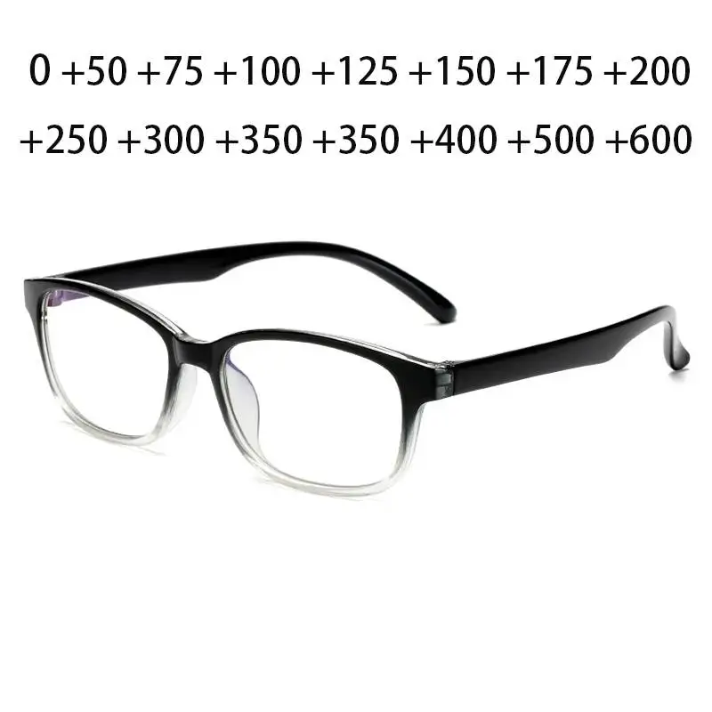 Square Hyperopia Diopter SPH 0 +0.5 +1 +1.5 +2 +2.5 +3 +3.5 +4 +4.5 +5 +6 Plastic Frame Photochromic Finished Reading Glasses