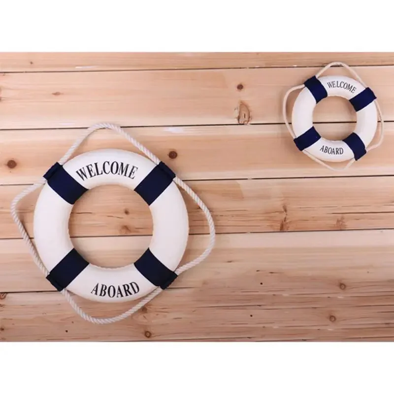 Nautical Life Ring Buoy Welcome Aboard Cloth Decorative Home Wall Hanging Decor Ornament Mediterranean Style Home Decoration