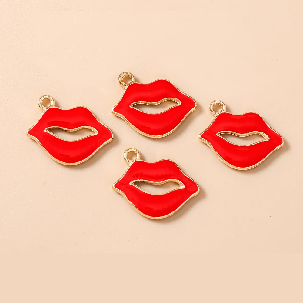 Leslie 10 Stück/Lot Mädchen-Anhänger mit süßen roten Lippen für Damen, Ohrringe, Armband, Halskette, Schlüsselanhänger, Schmuckherstellung, DIY-Handwerk – Detail 4