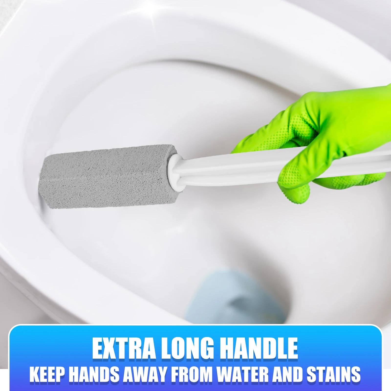 4Pcs Pumice Stone Toilet Cleaning Brush with Extra Long Handle Sink Bathtub Limescale Stain Remove for Bathroom WC Cleaning Tool