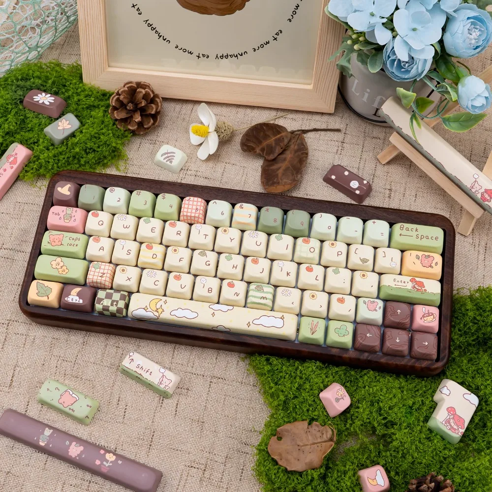 Bear Forest 150-key SOA keyboard keycaps, custom keycaps, cartoons, cute keycaps, mechanical keyboard accessories