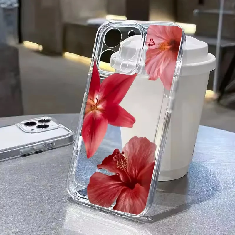 Flower Lily Hibiscue Print Case For Samsung A25 A17 A56 A57 A37 A27 A07 A36 A26 A16 A06 A35 A55 A15 Vintage Floral Soft Cover