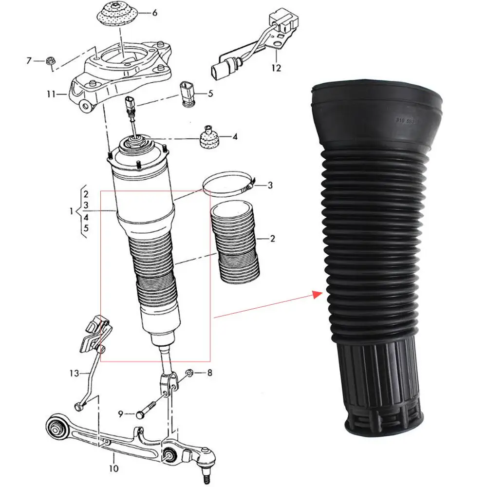 2x Front Air Suspension Shock Dust Cover Boots For Audi A8 D3 4E Allroad Quattro, OEM 4E0616039 4E0616039AH 4E0616040 Auto Parts