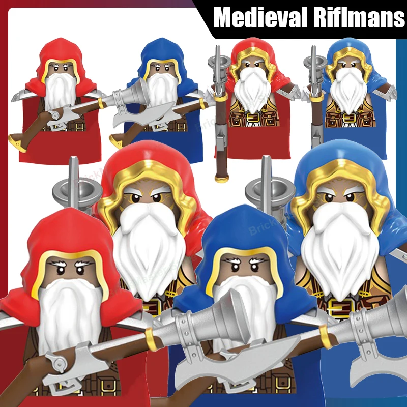 Blocs de construction de soldat de mousqueton nain mystère médiéval, figurines de guerrier de chevalier, accessoires d'armure d'épaule de Cape, jouets en briques à monter soi-même