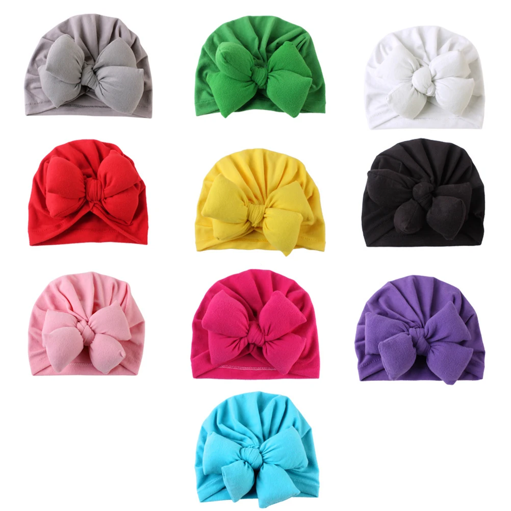 

Newborn Baby Hats Infant Bowknot Cap Fleece Lined Beanie Boys Girls Photo Props Baby Headdress Child Accessories