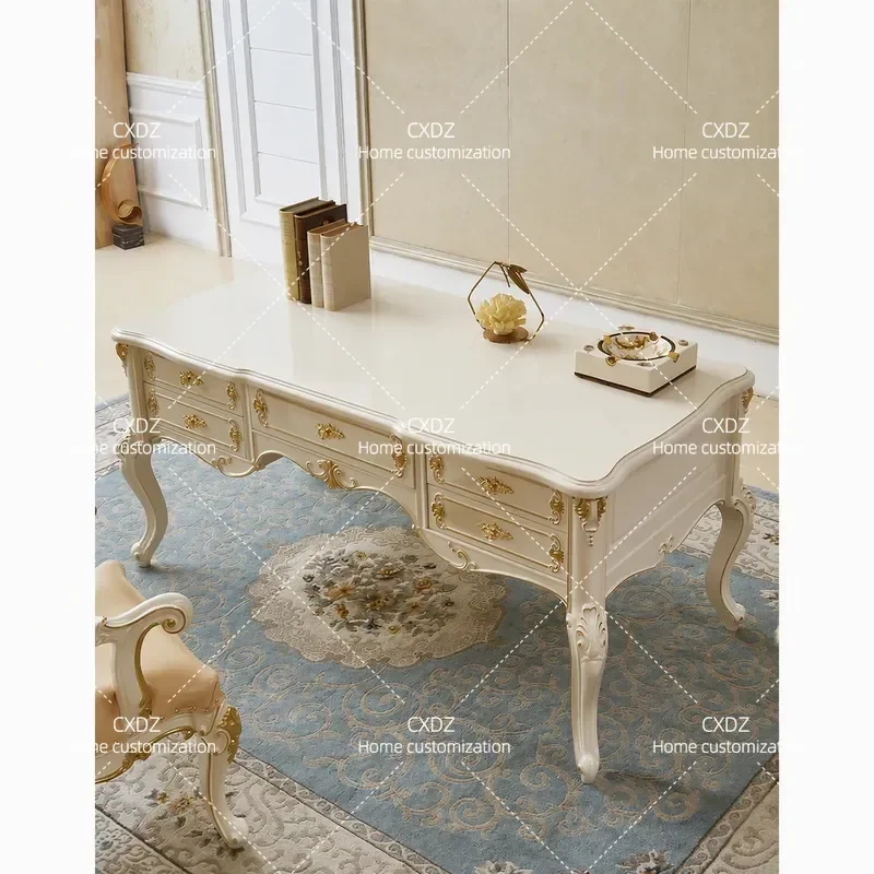 Simple White Computer Desk European Style Notebook Table for Bedroom Writing Study Office Workstation Minimalist Home
