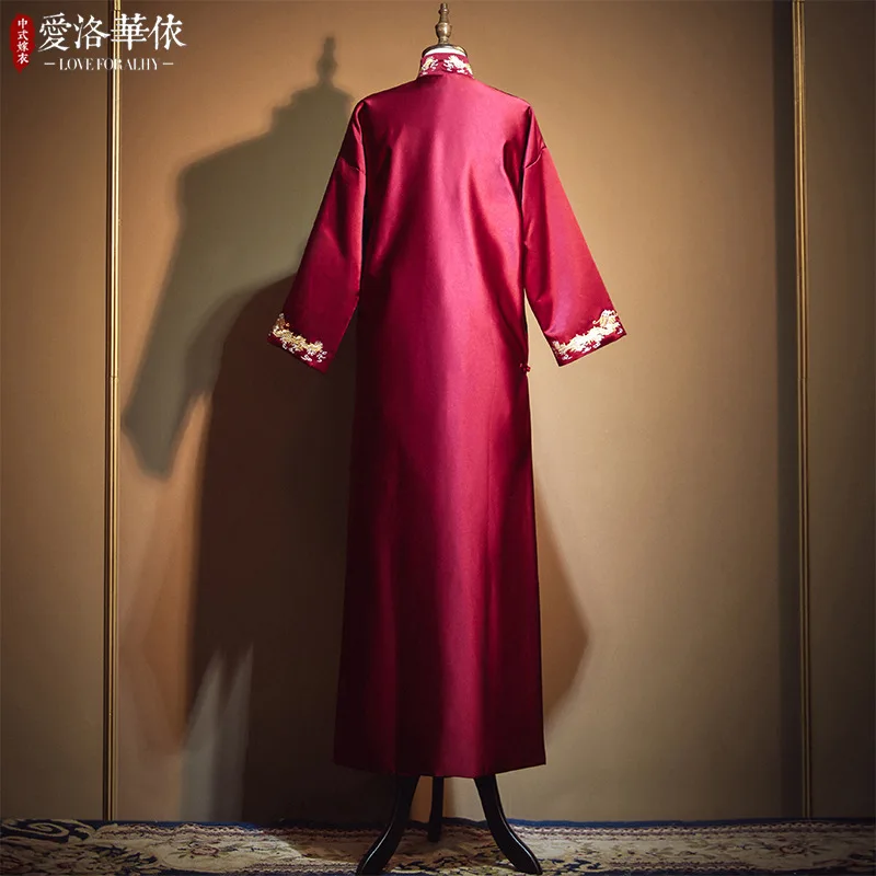 2 Colors Show Kimono Red Chinese Wedding Man Tang Suit Long Gown Xiuhe Dress Male Best Man Group Brothers Robe Wedding Dress