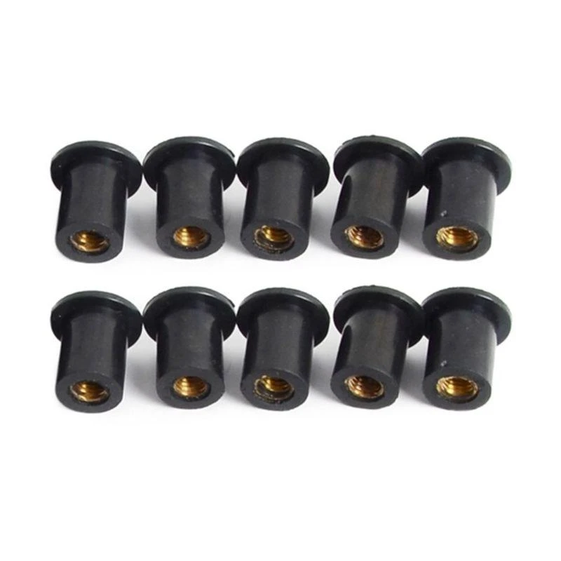 10Pcs Easy Installation Metric Rubber Well Nut Fastener Motorbike Windshield Fairing Cowl