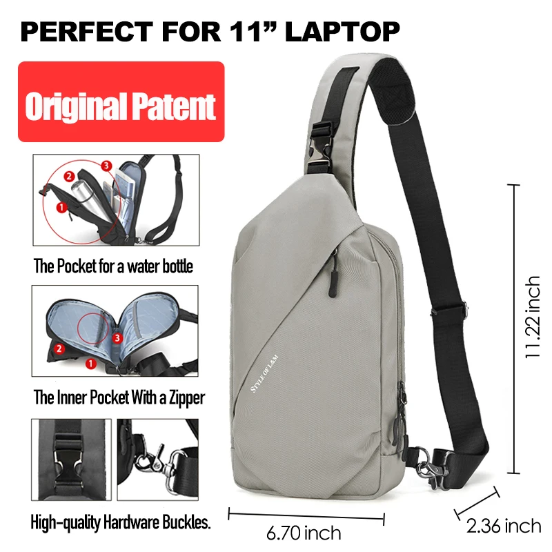 Male Sling Bag Waterproof, Brand L&M Men\'s Shoulder Bags Lightweight, High quality Chest Packet, Anti-Theft Cross Backpack