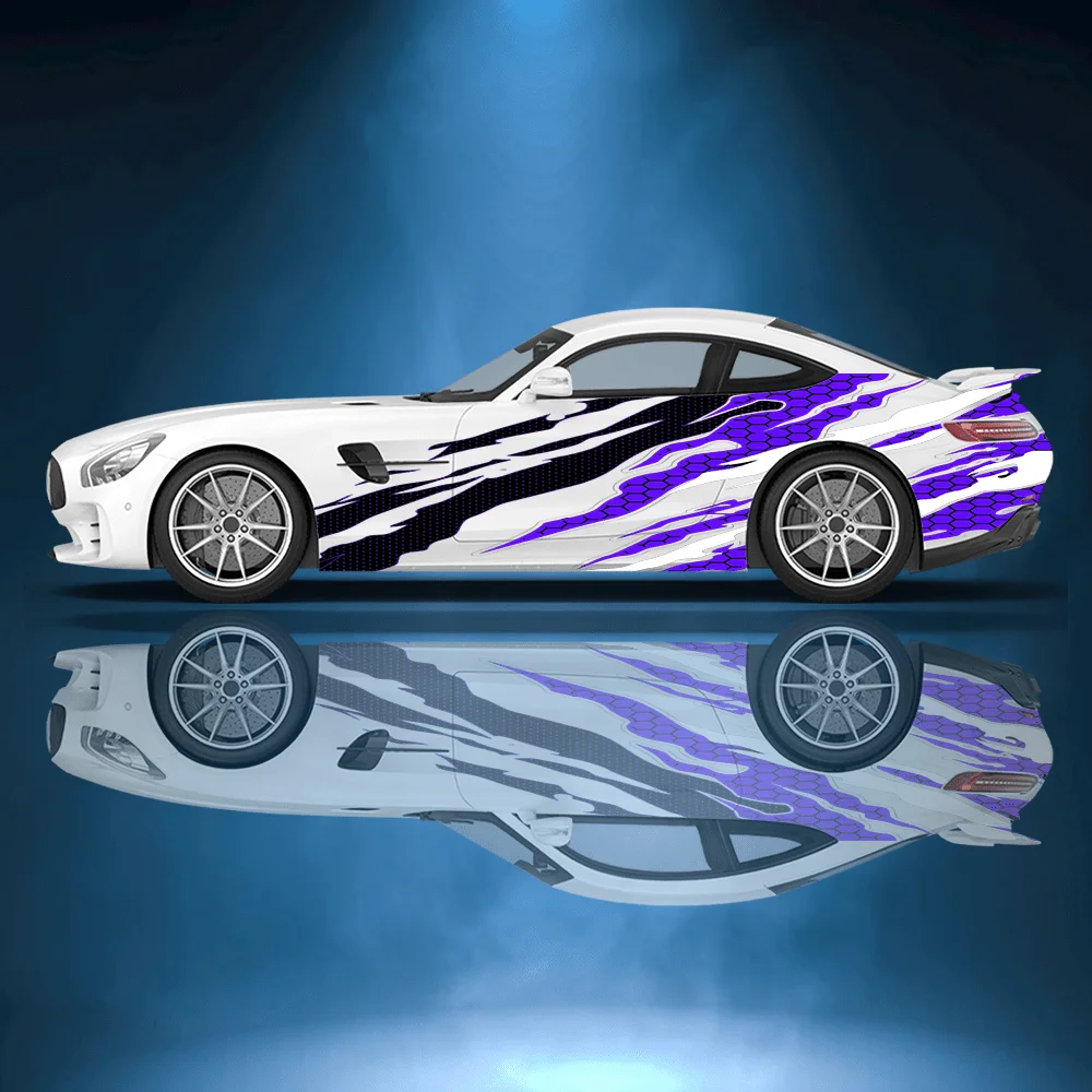

Curved Lines with Dots, Honeycomb Embedded, Full Car Decals To Cover Scratches, Waterproof Car Stickers Car Vinyl Wraps