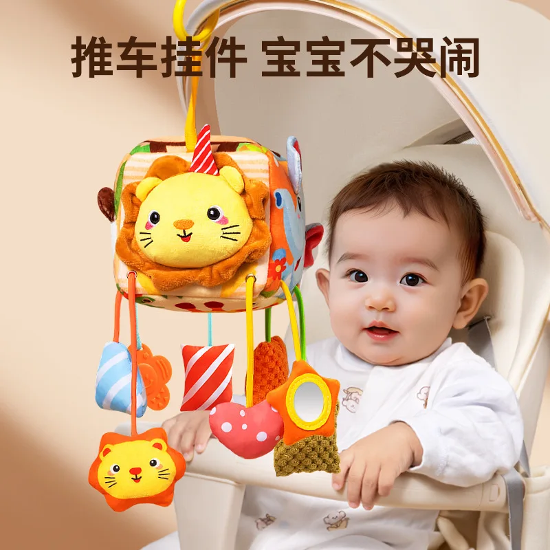 Cute Lion Baby Car Seat Hanging Toy Soft Plush Rattle Teether Stroller Crib Mobile Newborn Sensory Training Gift