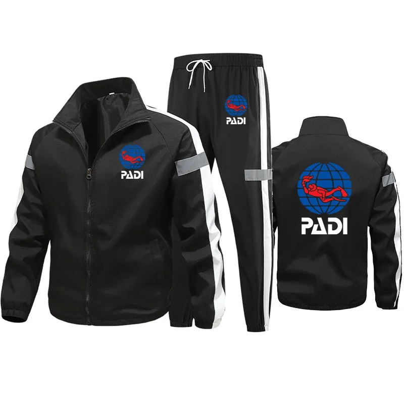 Men\'s jacket Pants Sports Suit Scuba Driver Padi Print Casual Stripe reflection High Quality Unisex Sportswear Jogging Suit