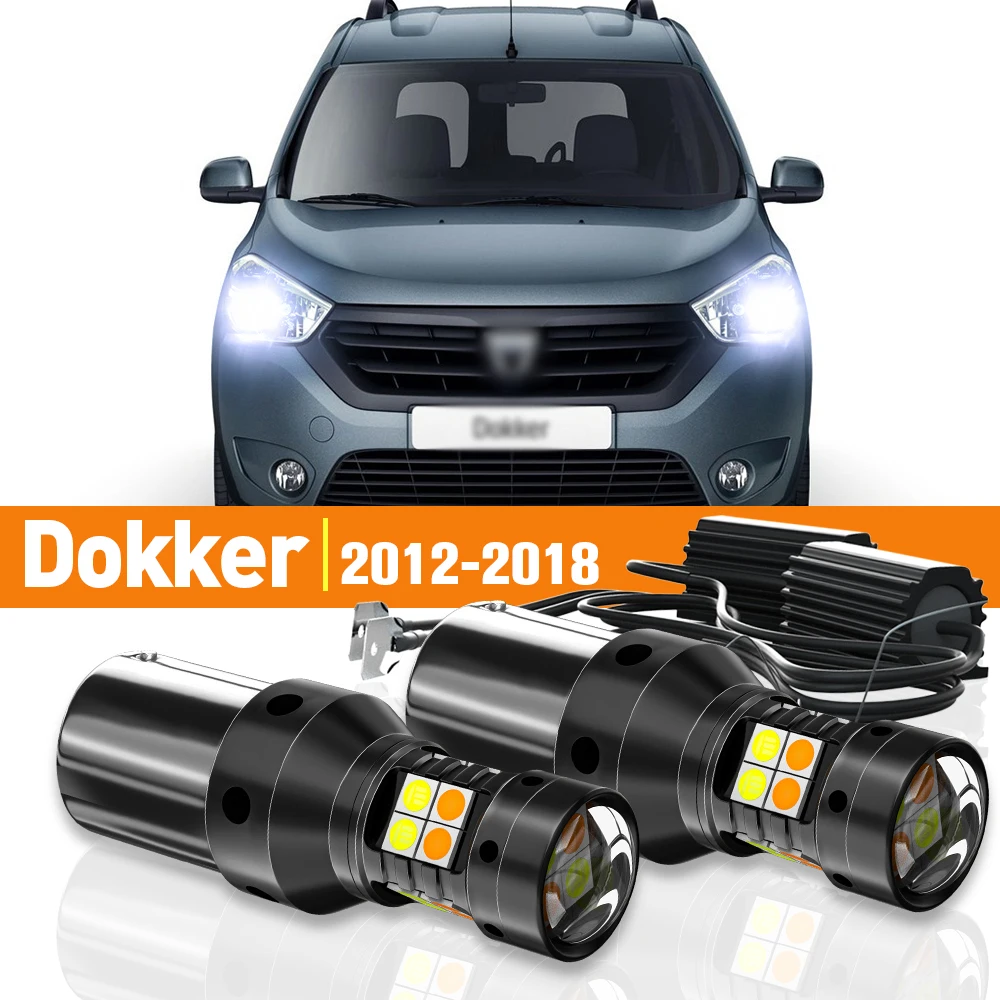 

2x LED Dual Mode Turn Signal+Daytime Running Light DRL For Dacia Dokker 2012-2018 2013 2014 2015 2016 2017 Accessories Canbus